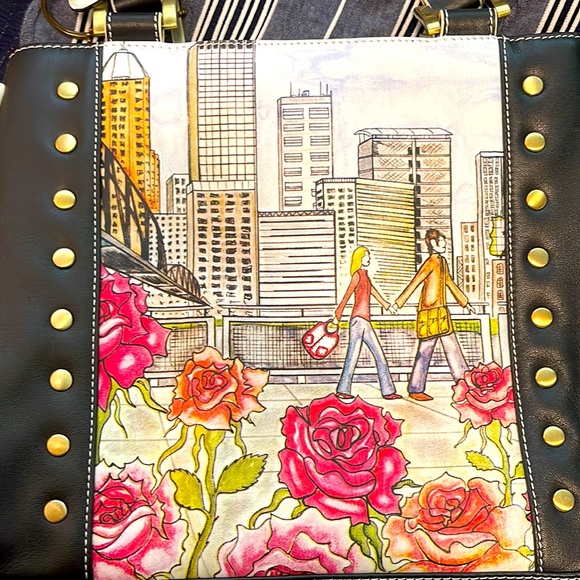 rian Leather handbag, Portland Oregon scene, Excellent condition - Picture 5 of 9